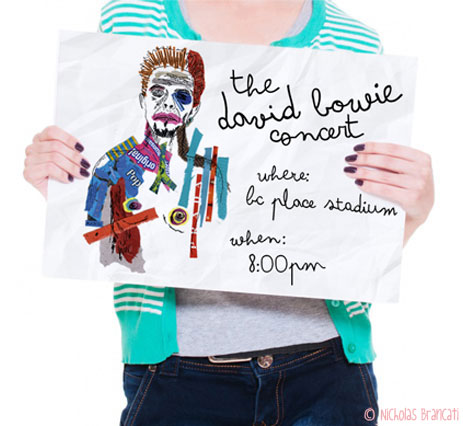 Nicholas Brancati illustration of artist David Bowie for poster design