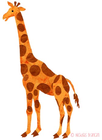 Nicholas Brancati illustration of a ring-tailed lemur done in mixed media collage